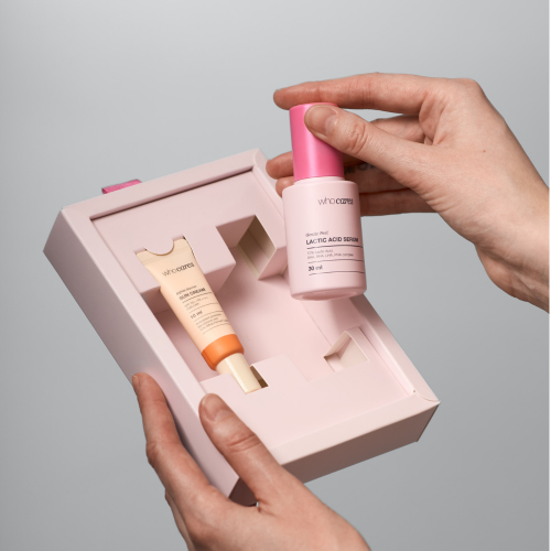 WhoCares SET Gentle Peel Lactic Acid Serum x Bifida Barrier Sun Cream Набір засобів для обличчя