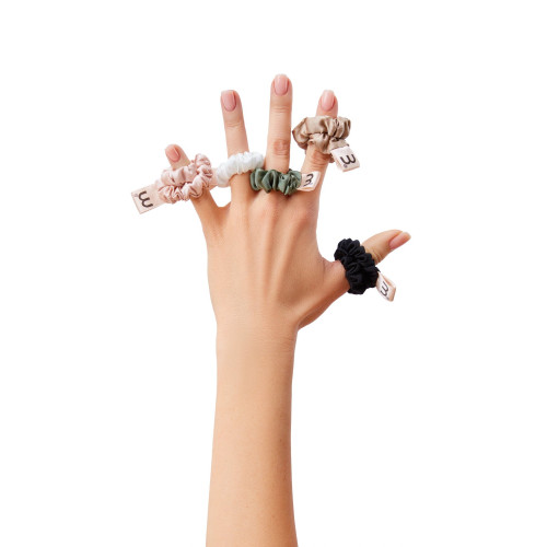 MON MOU Mini slim  Набір із 2 тонких резинок з натурального шовку, чорний