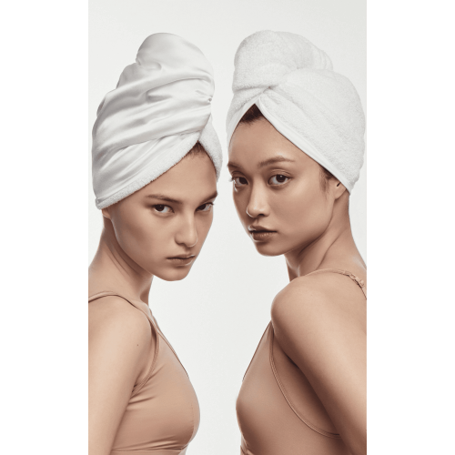 MON MOU Рушник-тюрбан з натуральним шовком білий