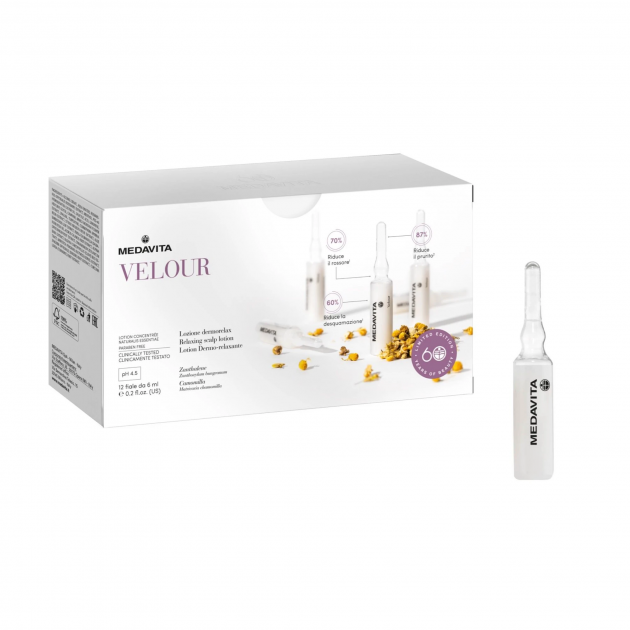 Medavita Velour Lozione Dermorelax 6 ml 1 ампула Заспокійливий лосьйон миттєвої дії для шкіри голови в ампулах