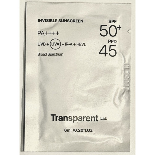 SAMPLE Transparent Lab Invisible Sunscreen Зразок легкого сонцезахисного крем-серуму