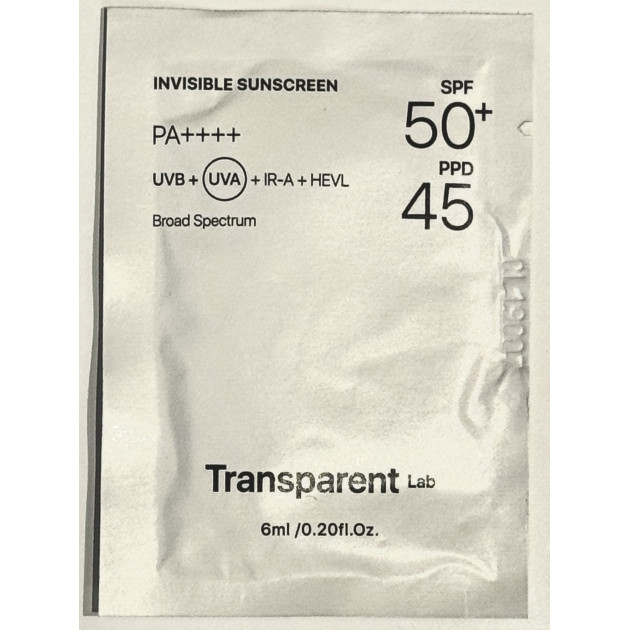 SAMPLE Transparent Lab Invisible Sunscreen Зразок легкого сонцезахисного крем-серуму