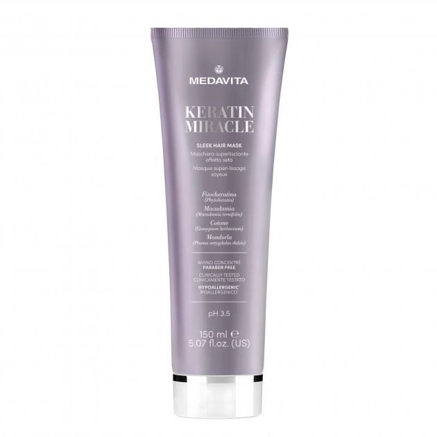 Medavita Keratin Miracle Sleek Hair Mask 150ml Ультрарозгладжувальна маска з ефектом шовку для пухнастого та неслухняного волосся
