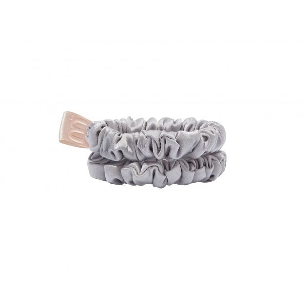 MON MOU Mini slim  Набір із 2 тонких резинок з натурального шовку, перлинно-сірі