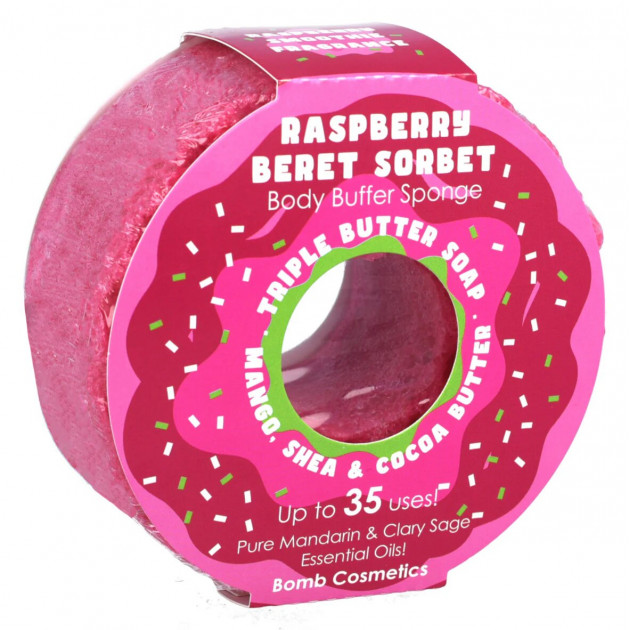 Bomb Cosmetics Губка з милом Raspberry Beret Sorbet Body Buffer Sponge