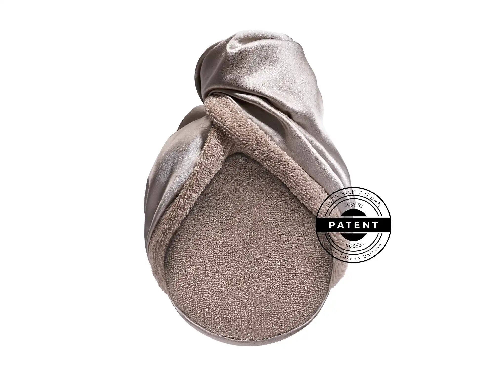 MON MOU Рушник-тюрбан з натуральним шовком сіро-бежевий